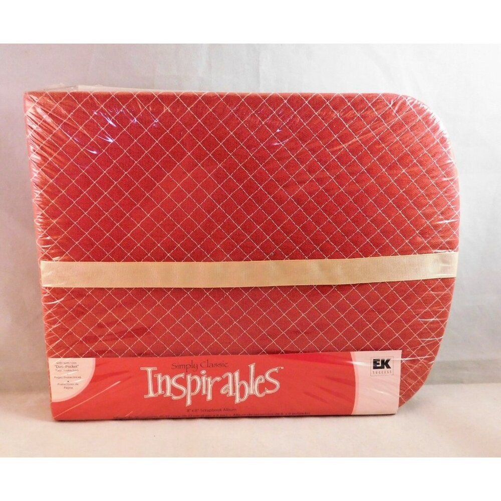 Simply Classic Inspirables 8" x 8" Quilted Scrapbook Album Red Tan Ribbon NEW